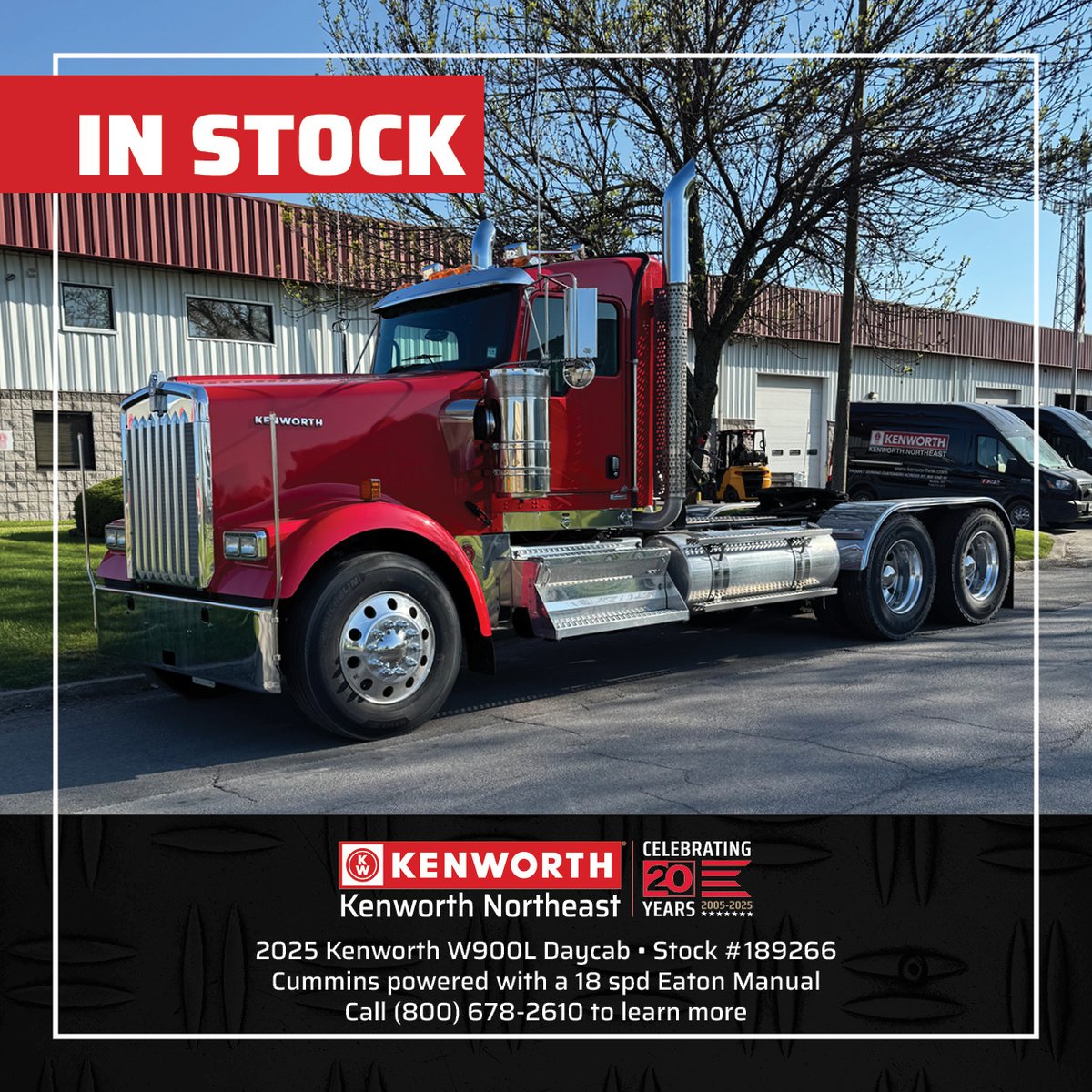 This W900 is a head-turner with a Viper Red exterior and Diamond cab interior package. Built with a 565 HP Cummins and 18 spd Eaton manual. Give us a call to learn more. #kenworthne #kenworthtrucks #daycabforsale

📷View Details:hubs.ly/Q03mhjv80
📞 Call 1 (800) 678-2610