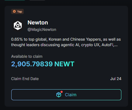 I just claimed 2,905 NEWT from <a href="/MagicNewton/">Newton</a> and it feels unreal 

This isn’t just an airdrop — this is a turning point in my life

Huge thanks to <a href="/KaitoAI/">Kaito AI 🌊</a> and the Newton team 

You guys are building something way bigger than hype.

I’m grateful to be early in this journey