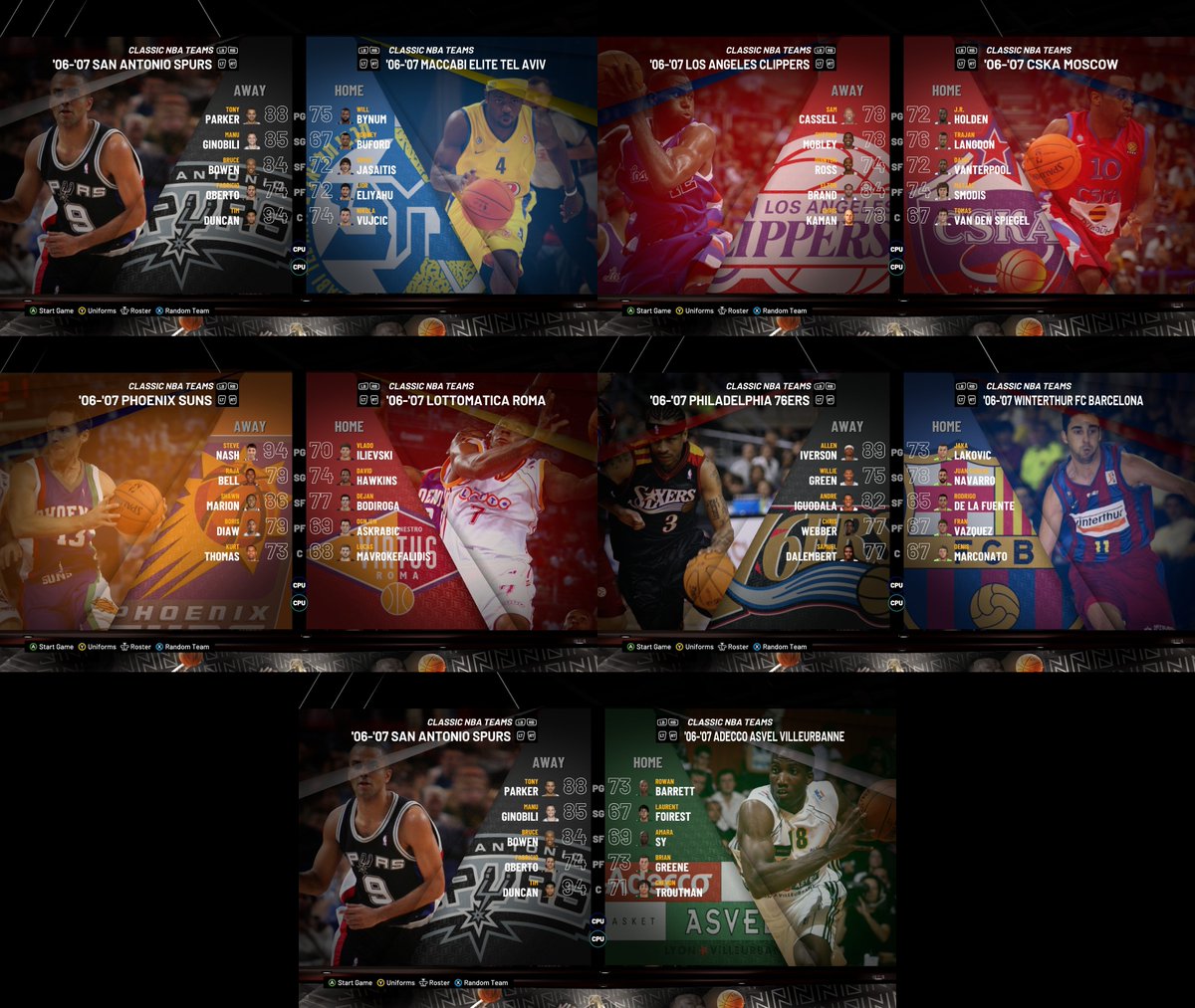 RayAlicea2's tweet photo. New addition in the upcoming OBL 2K20 update: the NBA Europe Live Tour from 2006! All teams have completed rosters before opening night (Rick Brunson on the 76ers, Jawad Williams on the Clippers, Rich Melzer on the Spurs, etc.) Release will hopefully be sometime this year. https://t.co/9jpHsjDu7X