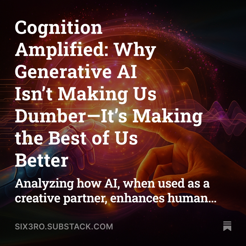 adamcfirestone's tweet photo. Generative AI won’t decide for us. It can sharpen thinking—or soften it. The real distinction isn’t technical, but human: will we use it to elevate or offload? Augmentation vs. replacement is a choice we make every day. Links in replies.
#GenerativeAI #HumanAgency #AugmentationNotReplacement #FutureOfWork #DigitalTools #AIandEthics