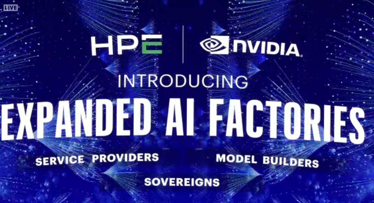 holgermu's tweet image. And @HPE expands its #AIFactory partnership with @NVidia uptake by 
- Service Providers
- Model Builders
- Sovereign demans 
#HPEDiscover