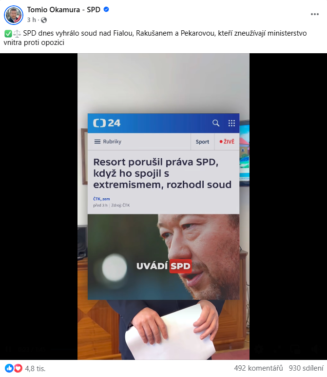 Posledniskaut's tweet photo. Že byli ve zprávě o extremismu i za Babišovy vlády už nejspíš Tomio vytěsnil. https://t.co/yKnF2NAmok