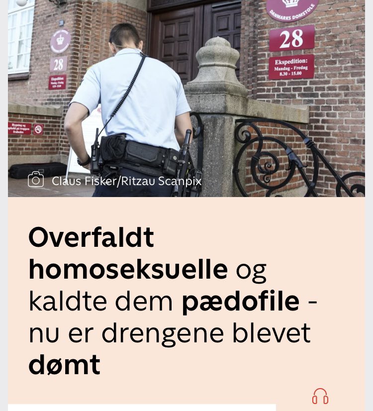 De to drenge overfaldt og tæskede tre homoseksuelle så voldsomt at den ene fik blødninger i hjernen. 
En måneds fængsel. 

Anklageren krævede at Azad Habib skulle en måned i fængsel for at have en hjemmeside med vittigheder. 

Danmark 2025.