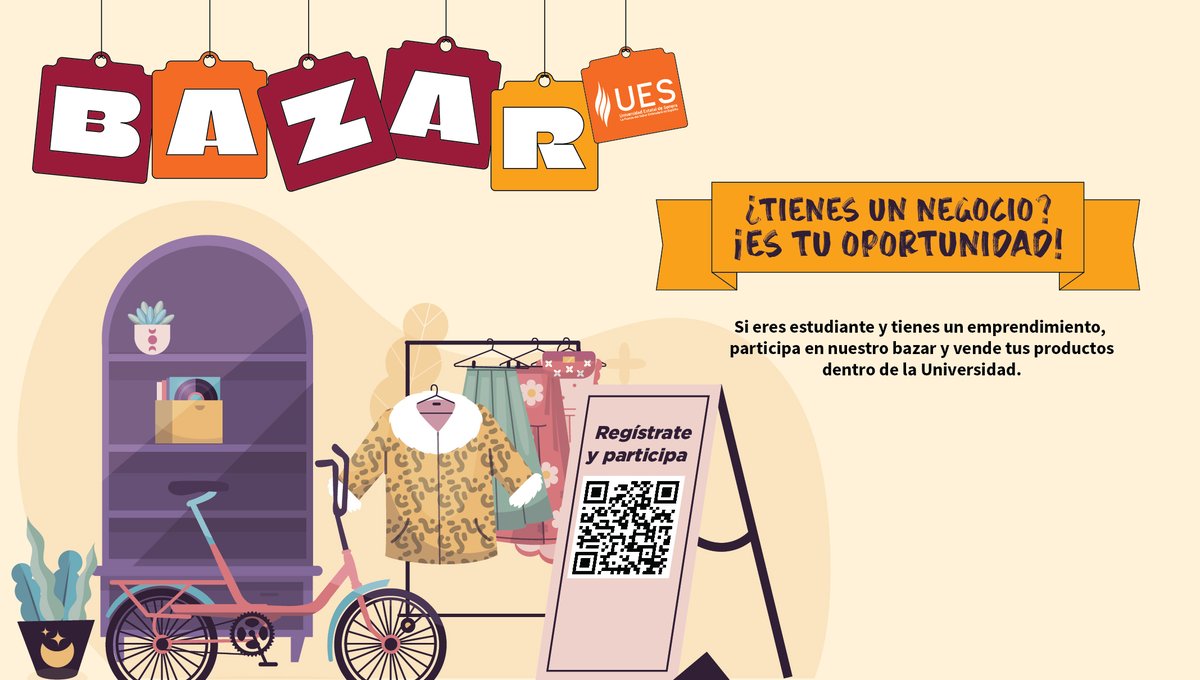 🚀✨ ¡Impulsa tu emprendimiento en el Bazar UES! 🛍️💥

Si eres estudiante y tienes un proyecto o producto, ¡es tu momento para venderlo en la universidad!
📅 Regístrate aquí: forms.office.com/r/TRtnkcgJLa
📩 Info: coordinacion.vinculacion@ues.mx

#EmprendimientoUES #SomosBerrendos 💼🙌