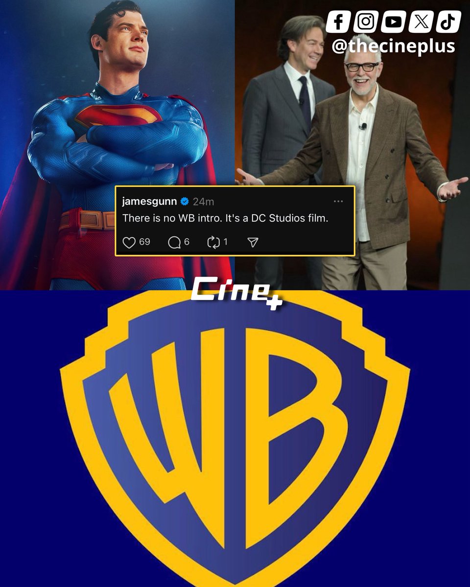 ¡NO TENDRÁ EL LOGO!

James Gunn confirma que 'Superman' no tendrá el logo de Warner Bros. en su inicio debido a que es una película de DC Studios.

Esto reitera que todas las producciones de este estudio serán independientes de Warner Bros.