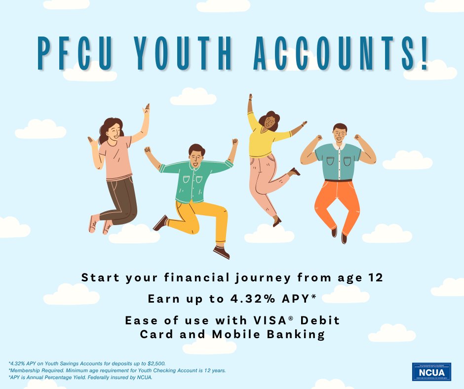 Why wait to build smart habits? With Platinum FCU’s Youth Accounts, saving is simple—and it pays off. Open a youth account with high interest today! 📈💸 bit.ly/4fmLvQS 
#PlatinumFCU #YouthBanking #SmartMoney