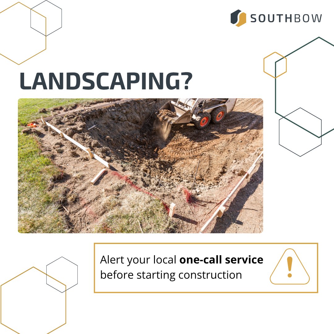 SouthBowEnergy's tweet image. Landscaping this summer? Be sure to alert your local one-call service before starting construction so you can #KnowWhat&apos;sBelow and avoid damaging pipelines. 
-US: Call 811
-Canada: Visit ClickBeforeYouDig.com