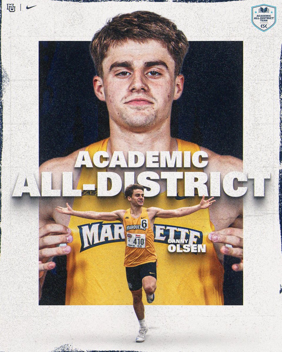 Marquette TF/XC (@mutfxc) on Twitter photo Danny Olsen was named to the 2024-25 Academic All-Districtยฎ Men's Track & Field Team selected by <a href="/CollSportsComm/">College Sports Communicators</a> on Tuesday.
๐ฐยป bit.ly/3TsgRgh
#WeAreMarquette Danny Olsen was named to the 2024-25 Academic All-Districtยฎ Men's Track & Field Team selected by <a href="/CollSportsComm/">College Sports Communicators</a> on Tuesday.
๐ฐยป bit.ly/3TsgRgh
#WeAreMarquette