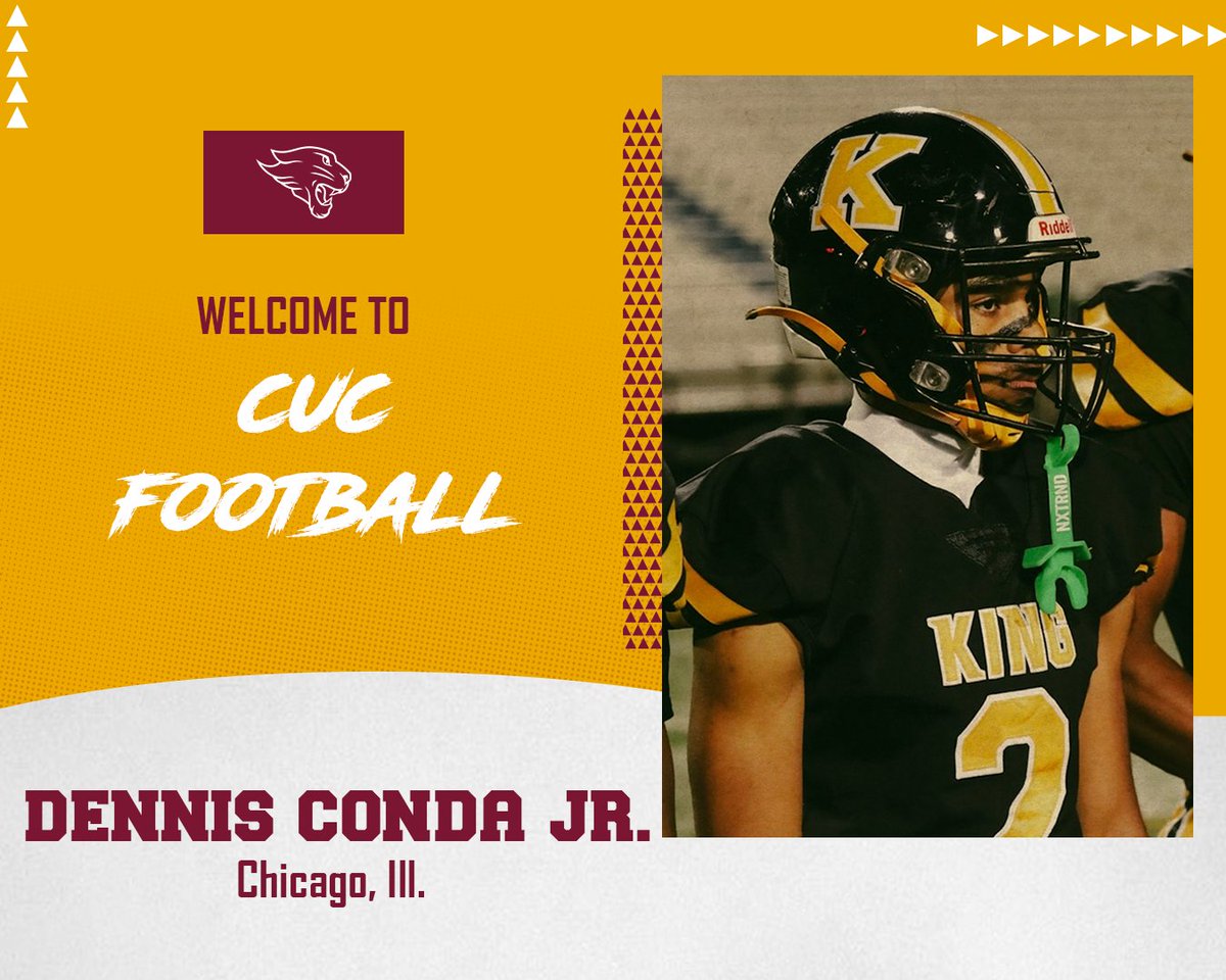 It's time to welcome another new family member for the 2025 season ⬇️                            

Meet our wide receiver from Chicago, Illinois.        

Welcome to the CUC Family, Dennis Conda Jr.!!