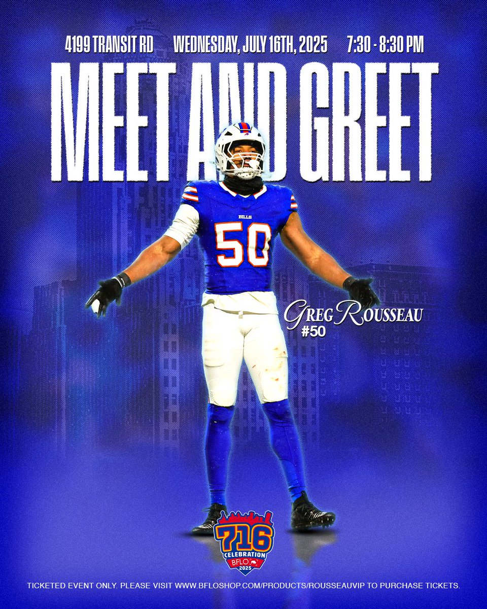 PLAYER APPEARANCE ANNOUNCEMENT!🚨
716 Day is BACK at The BFLO Store and we are so excited about this year’s lineup! 🙌

Join us Wednesday, July 16th at our Transitown location for an all-day celebration of Buffalo pride with Greg Rousseau, Alec Anderson, Josh Byrne &amp; Dhane Smith!