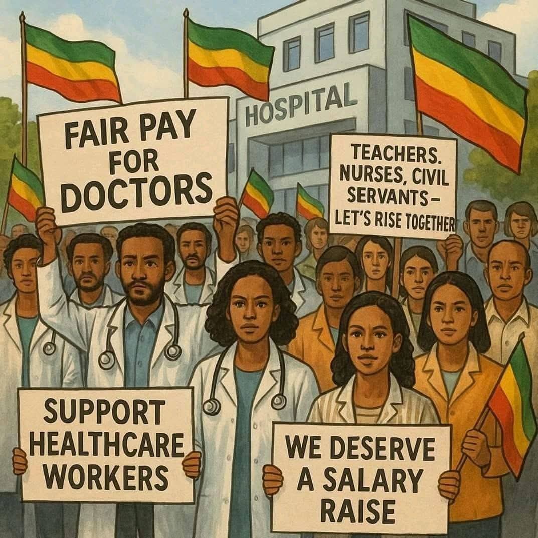 DareEskedar24's tweet photo. When healthcare collapses, lives collapse. Striking Health pros are our last line of defense—stand with them & demand immediate salary hikes, safe hospitals, & end to reprisals.#StandWithDoctors #Right2Health #EthiopiaStrike
@ilo @WHO @amnesty @UNHumanRights @hrw @UNDP @IMFNews https://t.co/YnWzOl3puR
