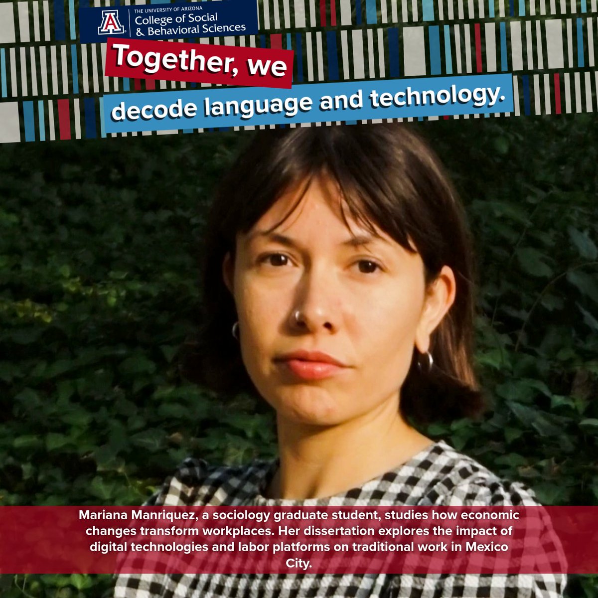 U of A College of SBS (@uarizonasbs) on Twitter photo Mariana Manriquez, a sociology PhD student, studies how work is changing in the digital age. Her research looks at how labor platforms and economic shifts are reshaping jobs in Mexico City.
bit.ly/4lnlK6c
<a href="/ua_sociology/">UA Sociology</a> <a href="/uazresearch/">University of Arizona Research</a> <a href="/uarizona/">University of Arizona</a> Mariana Manriquez, a sociology PhD student, studies how work is changing in the digital age. Her research looks at how labor platforms and economic shifts are reshaping jobs in Mexico City.
bit.ly/4lnlK6c
<a href="/ua_sociology/">UA Sociology</a> <a href="/uazresearch/">University of Arizona Research</a> <a href="/uarizona/">University of Arizona</a>