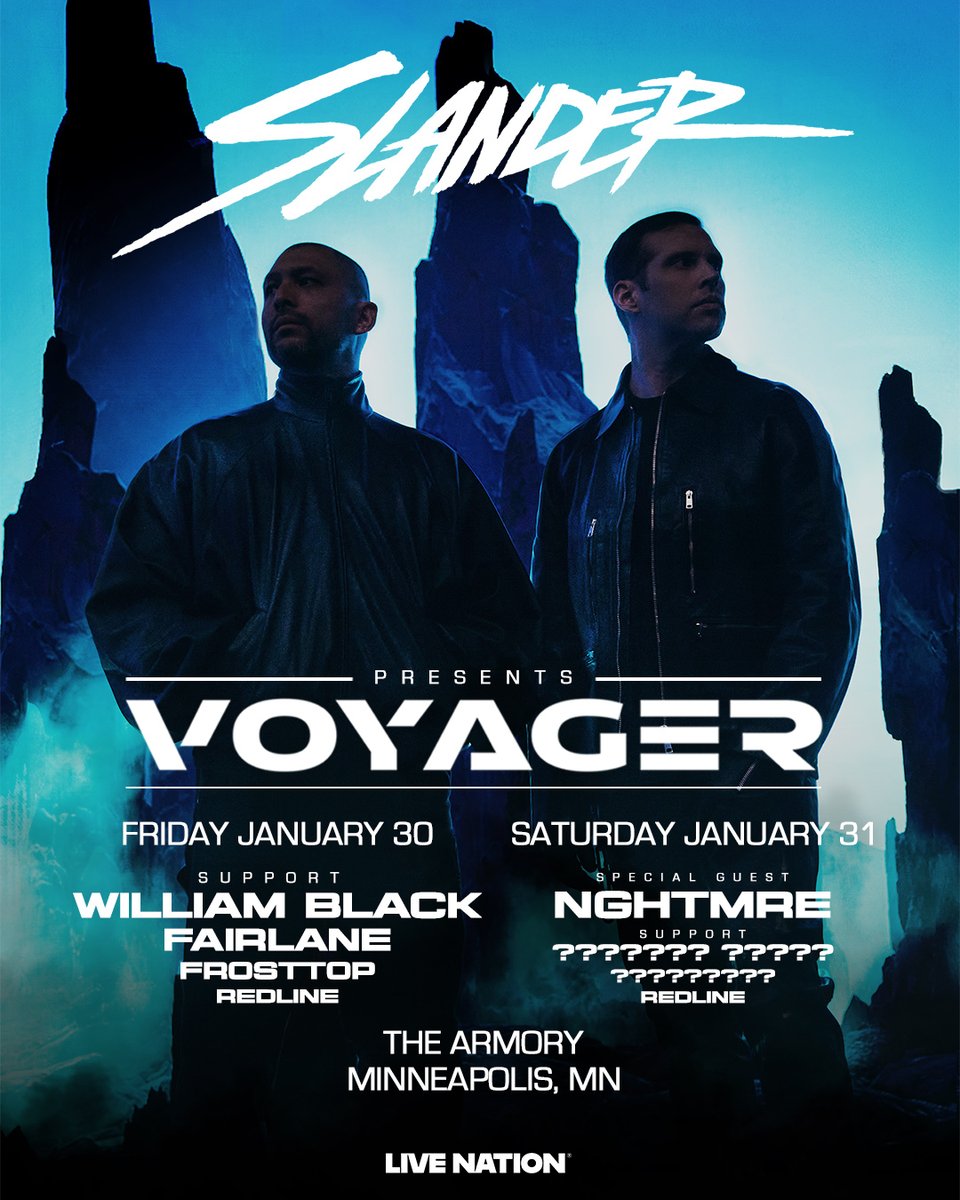 🚨JUST ANNOUNCED 🚨
Slander is coming back to The Armory for TWO NIGHTS, LIVE on January 30th, 2026!  Set your alarms ⏰ Tickets go on sale FRIDAY @ 10am!  Sign up for early access at ArmoryMN.com!