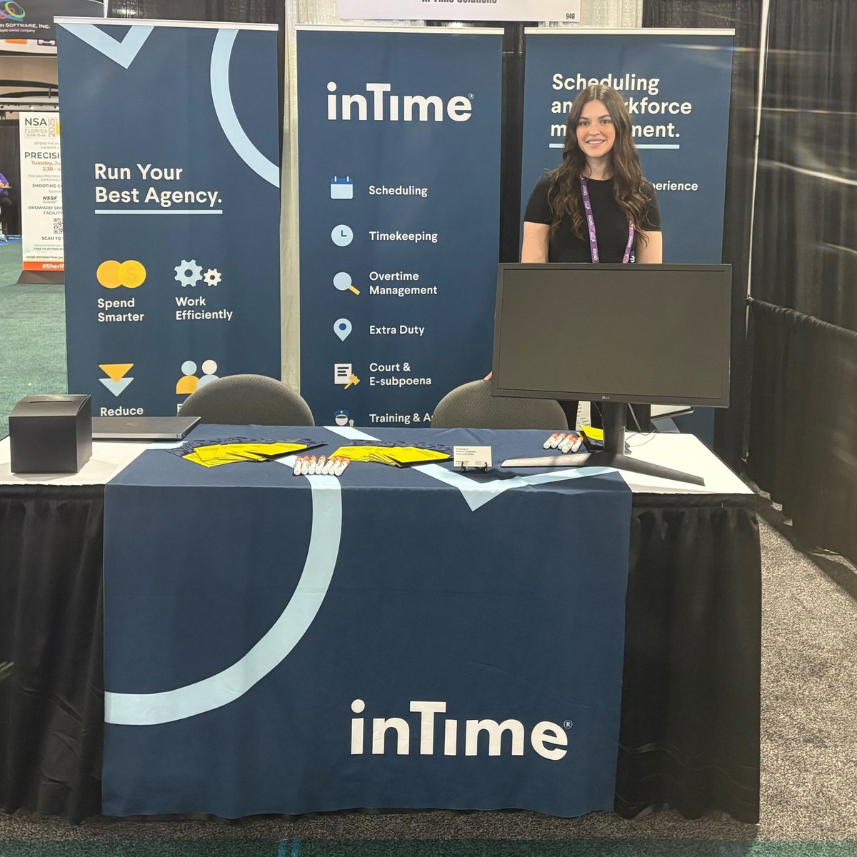 InTime_Soft's tweet image. Stop by booth #946 and visit the InTime team if you&apos;re at NSA this week! Say hi to the team, and learn how our InTime can help run your best agency! 

#Sheriffs2025