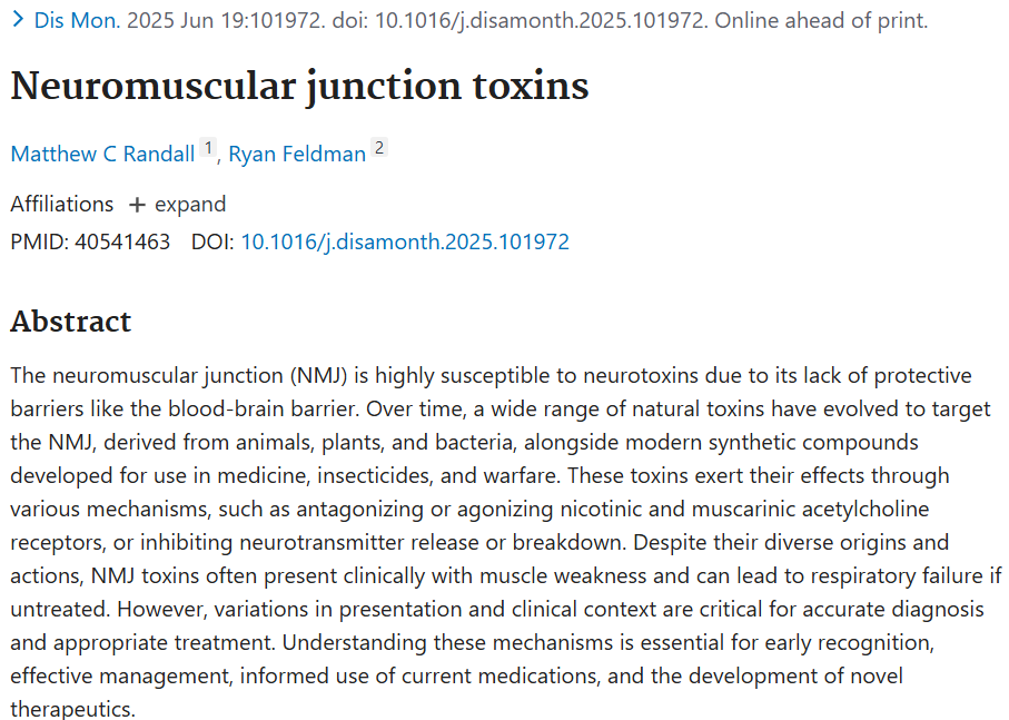 EMPoisonPharmD's tweet image. When nature wants you really dead, it sends a snake. Or a tick. Or a bean. Or a mushroom. Or sometimes… a sausage.
Had fun diving into the toxins that target the soft underbelly of your nervous system: the neuromuscular junction.
🧠💀🧵👇
pubmed.ncbi.nlm.nih.gov/40541463/