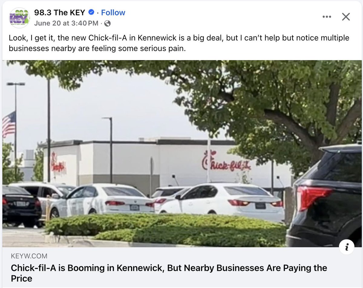 First Chick-fil-a opened in our $300k+ MSA last week and looks like <a href="/realEstateTrent/">StripMallGuy</a> was right.