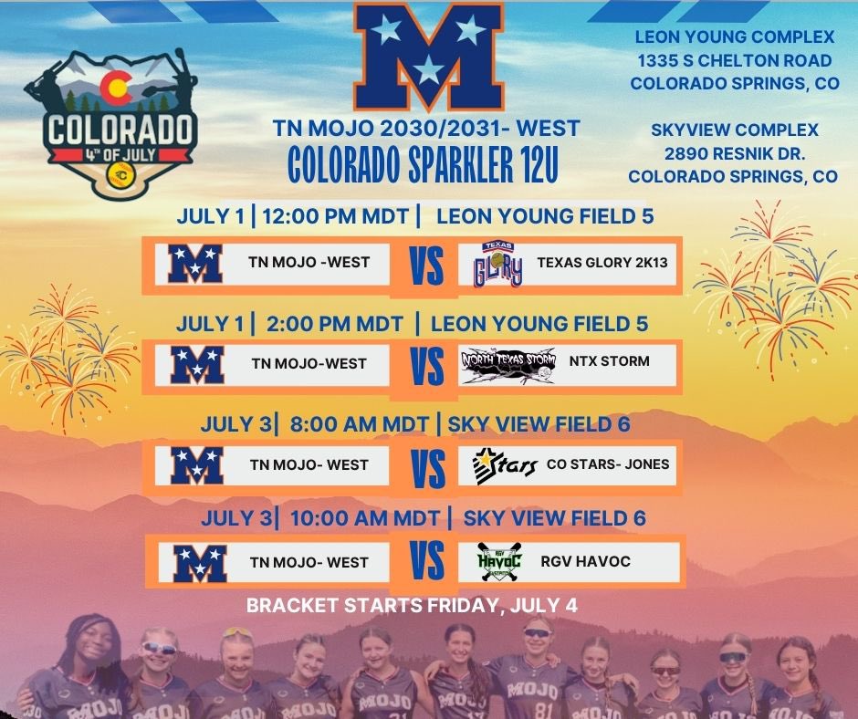 TN Mojo-West 2030 (@mojo_west2030) on Twitter photo Heading to the mountains this weekend to play in the 12u Colorado Sparkler! There are over 80 teams and some great competition. We are looking forward to this week with our faMily! ๐๐งกโฐ๏ธ๐ <a href="/triplecrownspts/">Triple Crown Sports</a> <a href="/COSparkFire/">CO 4th of July</a> <a href="/TnMojoFastpitch/">Tennessee Mojo fastpitch</a> Heading to the mountains this weekend to play in the 12u Colorado Sparkler! There are over 80 teams and some great competition. We are looking forward to this week with our faMily! ๐๐งกโฐ๏ธ๐ <a href="/triplecrownspts/">Triple Crown Sports</a> <a href="/COSparkFire/">CO 4th of July</a> <a href="/TnMojoFastpitch/">Tennessee Mojo fastpitch</a>