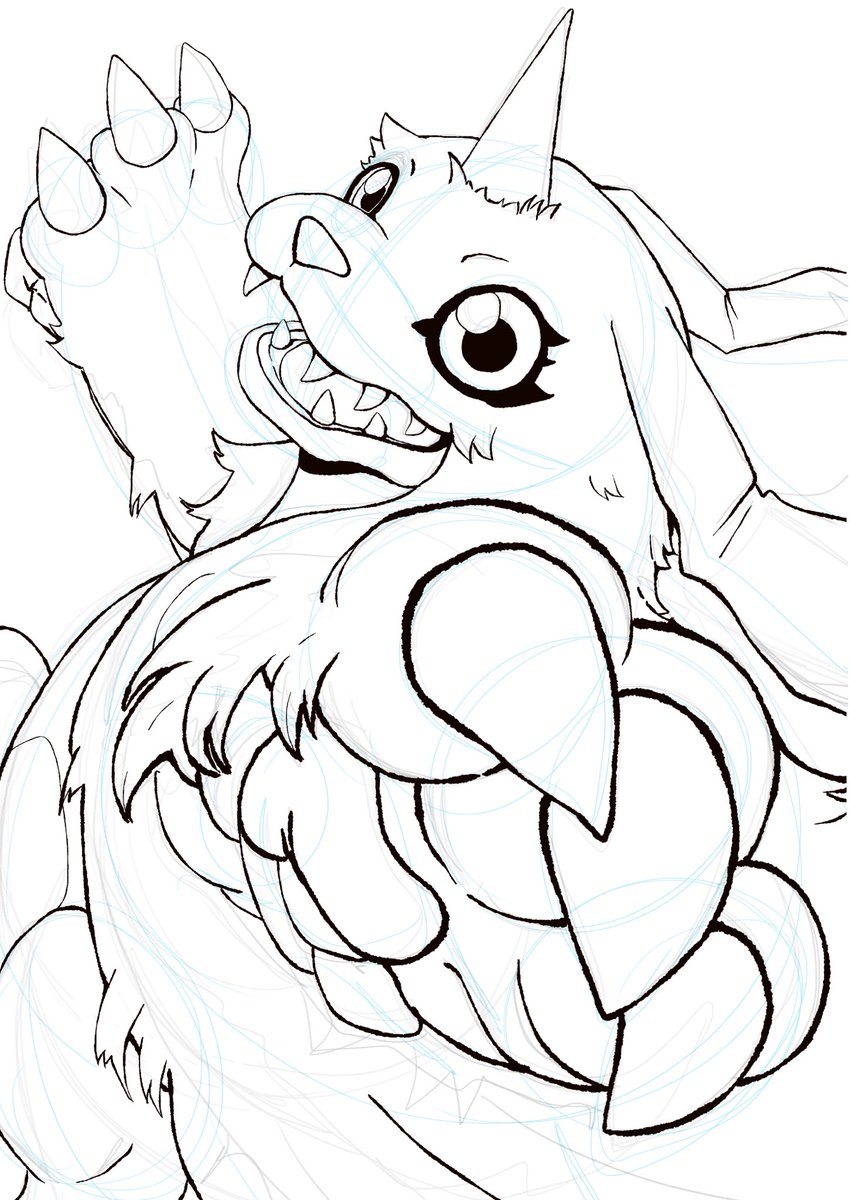 Aiyakiu's tweet photo. Gabumon art process 🥰 https://t.co/F1esM8UqpL