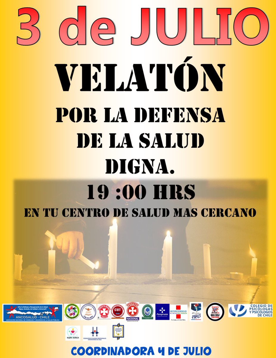 colpsichile's tweet photo. Por la defensa de la #Salud   #SaludPública @HospitalSV 
18:30 Horas @colegioenfermer @ministeriosalud @Cutchile  @ddhh_chile https://t.co/fXDhbxlyBI