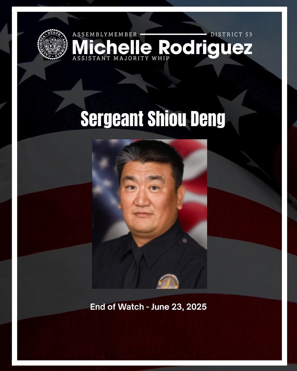 AsmMRodriguez's tweet image. We’re heartbroken to learn of the passing of LAPD Sergeant Shiou Deng. Our thoughts are with his family, loved ones, and the entire LAPD community during this difficult time. #AD53 #caleg