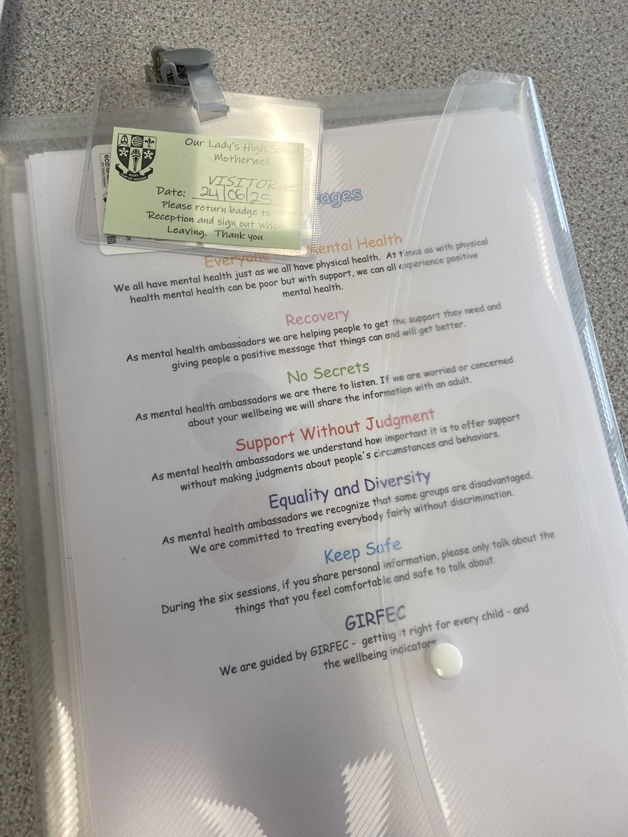Mental Health Ambassador Training today at Our Lady’s High School Motherwell!🧠🩷
