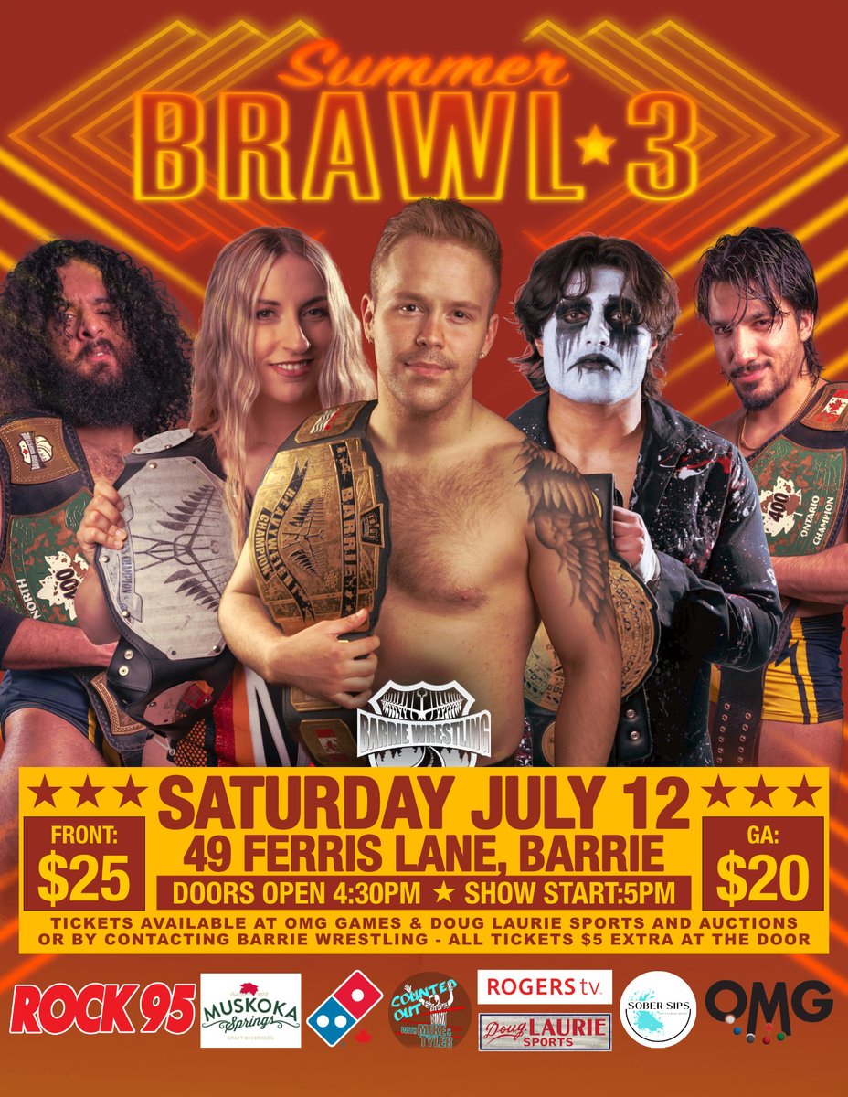 Barrie Wrestling's:
SummerBrawl 3
Saturday, July 12
49 Ferris Lane 

Fuerza has been silent with us since his heavyweight championship loss at the last event.
Musso wants to test himself.
This could be a powder keg of a match.

Tickets available NOW!
#BarrieWrestling