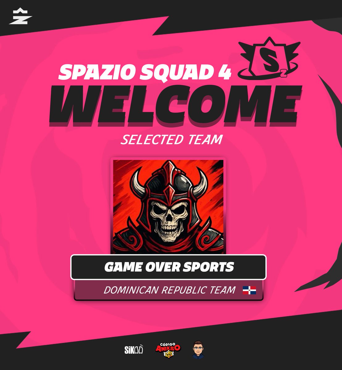 Welcome 👽
<a href="/goesportsrd/">Game Over eSports</a> 🇩🇴

Straight from the Dominican Republic, this team is here to bring terror to the battlefield. Are you ready for the game over? 💀🔥

#SpazioLeague