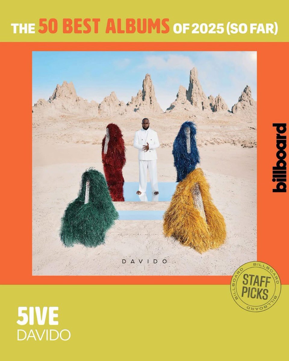 .<a href="/davido/">Davido</a>’s ‘5IVE’ album named among “Billboard’s Best Albums of 2025 so far !!! 001 ✨