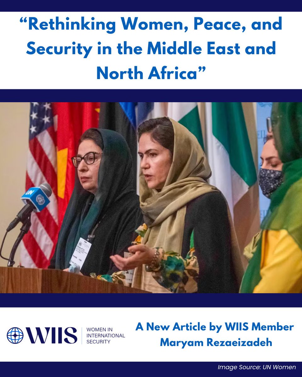 Women In International Security (@wiis_global) on Twitter photo Check out our new article from WIIS member <a href="/RezaeiMary48240/">Maryam Rezaeizadeh</a>: "Rethinking Women, Peace, and Security in the Middle East and North Africa."
This article examines WPS in the MENA region and proposes strategies to empower women as agents of peace.
Read now: wiisglobal.org/resource_libra… Check out our new article from WIIS member <a href="/RezaeiMary48240/">Maryam Rezaeizadeh</a>: "Rethinking Women, Peace, and Security in the Middle East and North Africa."
This article examines WPS in the MENA region and proposes strategies to empower women as agents of peace.
Read now: wiisglobal.org/resource_libra…