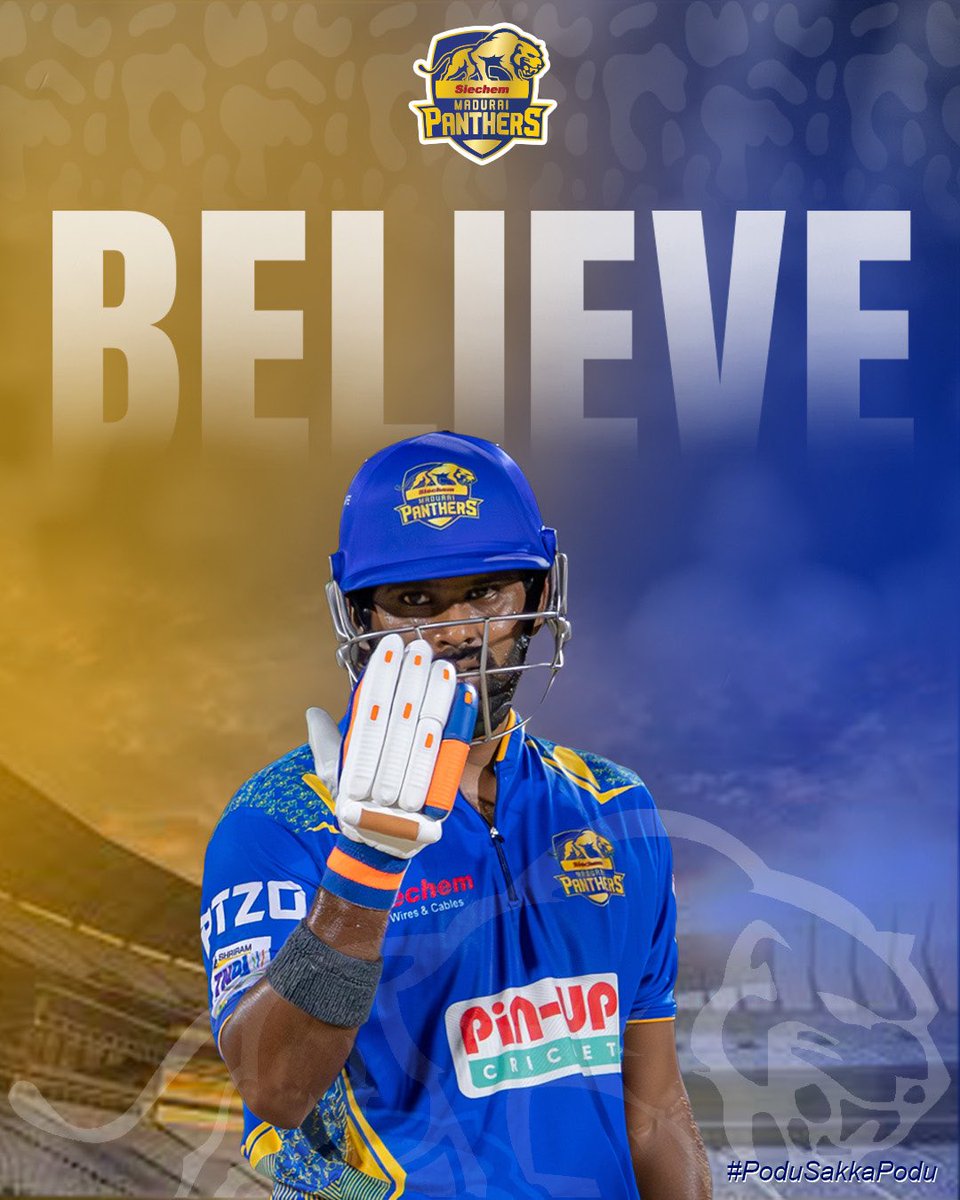 Not just a word. 
𝗜𝘁’𝘀 𝗼𝘂𝗿 𝗺𝗶𝗻𝗱𝘀𝗲𝘁. 💙

#SiechemMaduraiPanthers #PoduSakkaPodu #TNPL2025