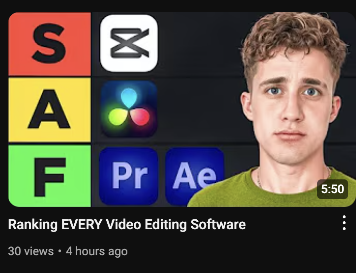 Ranking EVERY Video Editing Software

(search Kire Atanasov on YT)