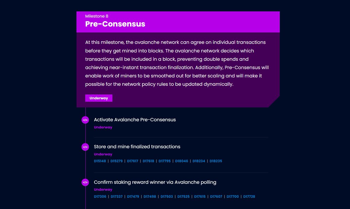 We have only two more sub-milestones to go, and we'll be done! 

Activate Avalanche Pre-Consensus 🔥🗻
L𝐨𝐚𝐝𝐢𝐧𝐠 ████████▒▒80%

$XEC