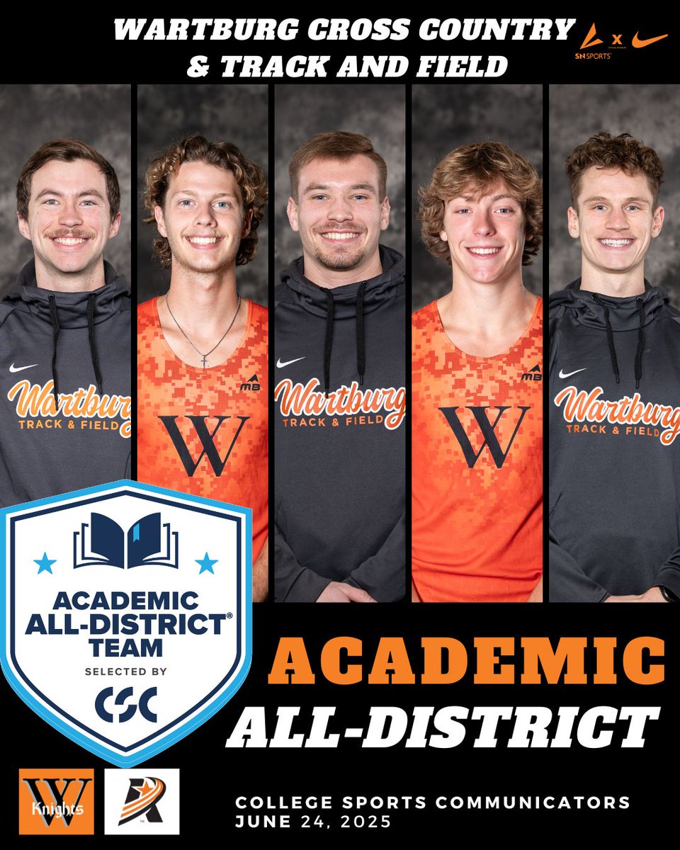 School-record five from men's cross country and track and field named CSC Academic All-District! 📚 🔥

Congratulations to Jacob Green, Connor Lancial, Ian Neyens, Tyler Schermerhorn, and Lance Sobaski on earning these honors!

📰bit.ly/44c46Ly