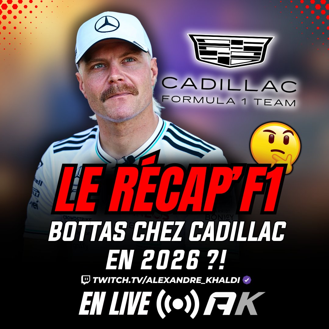 Alex_Racing1's tweet photo. 🚨 Bottas de retour en F1 en 2026 avec Cadillac ?!
🎙️ EN LIVE pour ton #RecapF1 spécial transferts #F1 !
On va également parler du Film F1, on va se donner nos avis 🍿 https://t.co/ZDePjSA2jC
