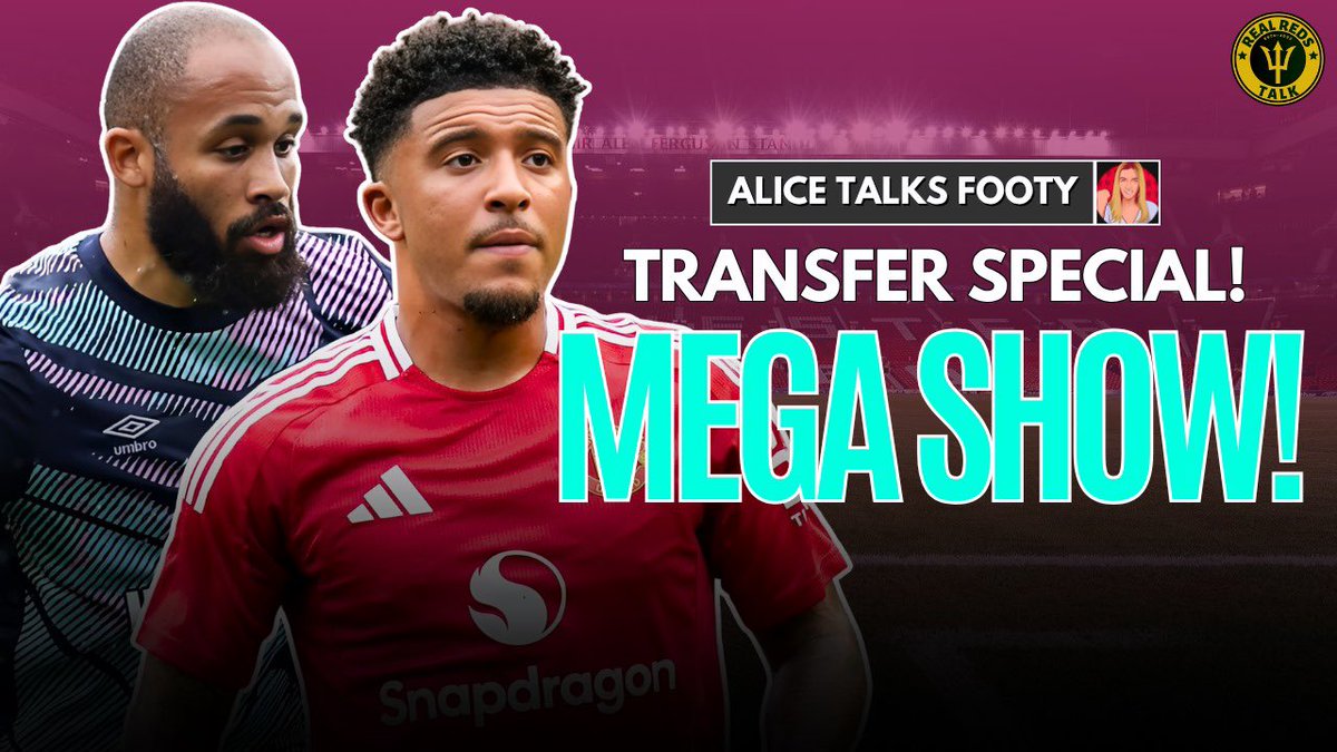 🚨 TRANSFER MEGA SHOW! ⬇️

The lads are live with <a href="/AliceTalksFooty/">Alice</a> to discuss 👇🏻 

💰 Transfer Window MADNESS!
🔴 Pre-season EXPECTATIONS?
🏟️ 25/26 Season PREDICTIONS!
📲 True or False RUMOURS.. 

youtube.com/live/-U9iHV593…

#mufc #transferwindow