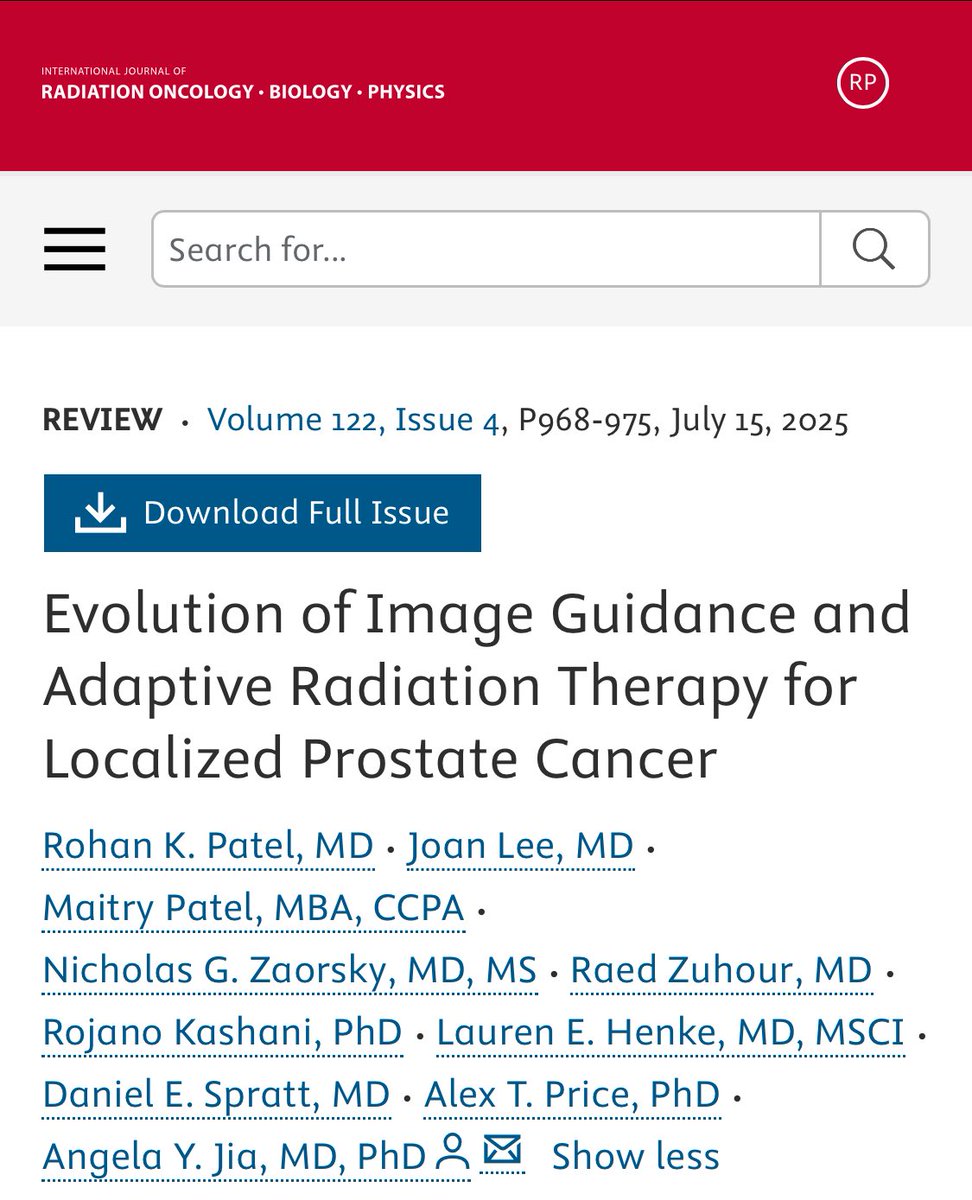 Rohan Patel, MD (@rohanpatelmd) on Twitter photo 🚨Exciting review in <a href="/IJROBP/">IJROBP - The Red Journal</a> on the advancements of image-guidance and adaptive radiation for localized prostate cancer, with big thanks to <a href="/angela_jia_/">Angela Jia</a> and <a href="/APrice_BeamOn/">Alex Price</a> for their amazing knowledge & mentorship for this July’s special adaptive series!
redjournal.org/article/S0360-… 🚨Exciting review in <a href="/IJROBP/">IJROBP - The Red Journal</a> on the advancements of image-guidance and adaptive radiation for localized prostate cancer, with big thanks to <a href="/angela_jia_/">Angela Jia</a> and <a href="/APrice_BeamOn/">Alex Price</a> for their amazing knowledge & mentorship for this July’s special adaptive series!
redjournal.org/article/S0360-…