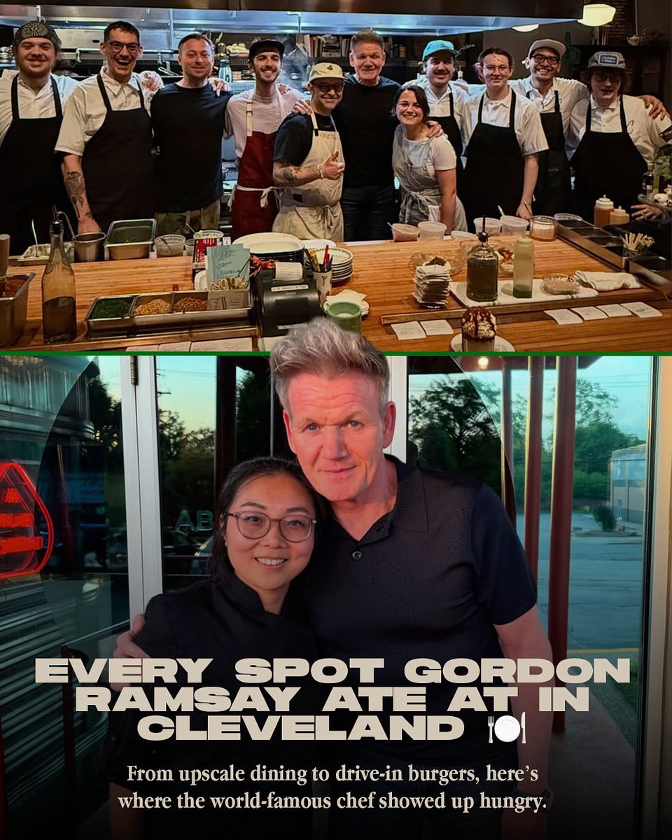 ImFromCle's tweet image. Gordon Ramsay pulled up to Cleveland and ATE 👨🍳
From dumplings in Cleveland Heights to drive-in burgers and wood-fired pizza, he hit some of the city’s best spots:
Fahrenheit
Cordelia
Swensons
Lyla’s Family Restaurant
Abundance Culinary
Centz Pizza
The Lakehouse
Amba
(THREAD)
