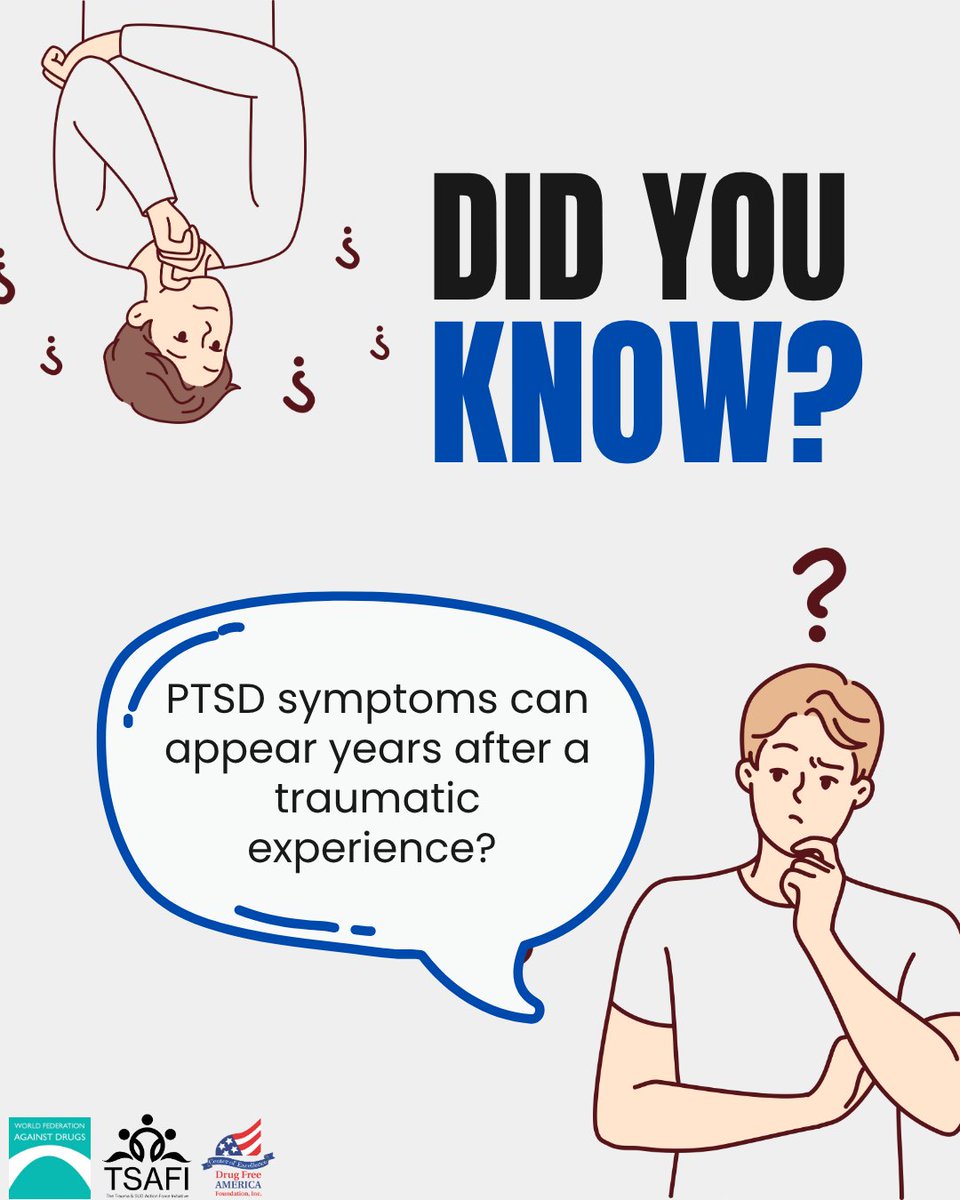 DrugFreeAmerica's tweet image. 📷 DID YOU KNOW?
PTSD symptoms can appear years after a traumatic event — and often go unnoticed.
Let’s promote awareness, resilience, and healing.
Follow @TSAFI_TraumaAndSUD on IG to learn more and join the conversation.
#TraumaAwareness #PTSDAwareness
instagram.com/p/DLSndH-ONRa/…
