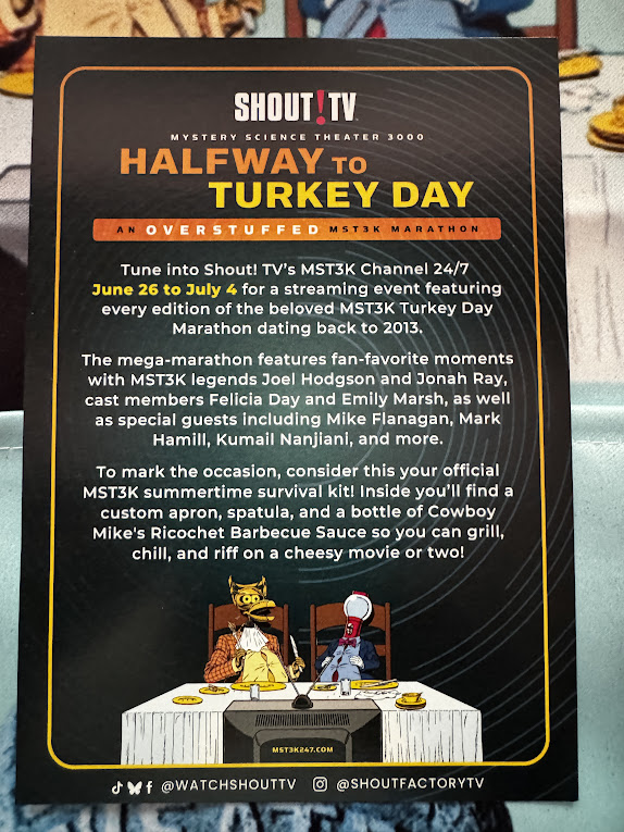 TheWolfman's tweet image. Thanks for Shout! for making the wait for the next MST3K Turkey Day marathon a little easier!
Tune into Shout! TV’s MST3K Channel 24/7 6/26-7/4 for non-stop Turkey Day marathons!