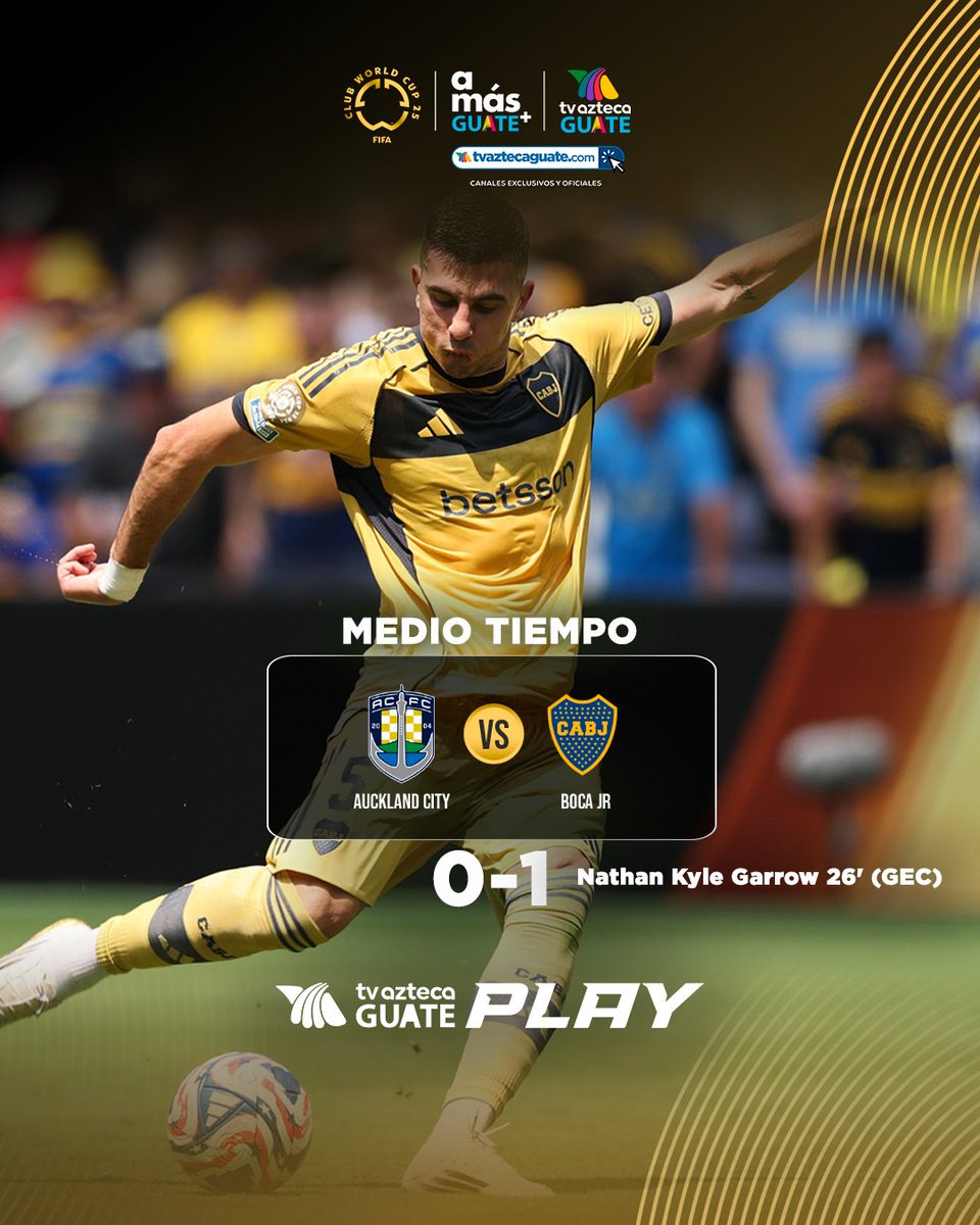 ⏱️ Medio tiempo
¡Partidazo en marcha!
Auckland City 0 -1 Boca Juniors
Ambos equipos se van al descanso tras una primera mitad llena de intensidad.
📺 Lo vives por #AMásGuate y por play.tvaztecaguate.com

#CopaMundialDeClubes #TvAztecaGuate #AMásGuate #AucklandVsBoca