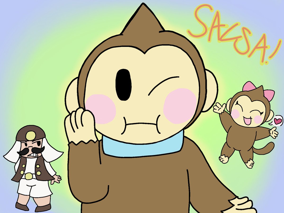 Squidcakez_art2's tweet photo. I've never actually drew any earthbound monkeys before, so I thought I would start with this adorable guy! (by the way, I changed up Fassad's appearance in this piece! I kept the original one behind the background #earthbound #MOTHER #MOTHER3 #Salsa #Samba #Fassad #yokuba #monkey https://t.co/qUkli7fsZW