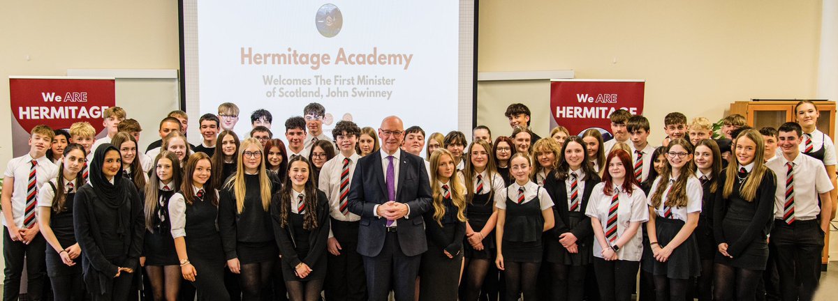 HermitageSocSub's tweet image. Grateful to @ScotGovFM for taking the time to visit @HermitageAcad and unveil our new @IIP Platinum Award 🏆 The inspiring Q&amp;amp;A session with our S4 Modern Studies students was a highlight of the day ⭐️ Thank you for your support! 🎉☺️#UNCRCArticle29 @abc_OCTF  @argyllandbute