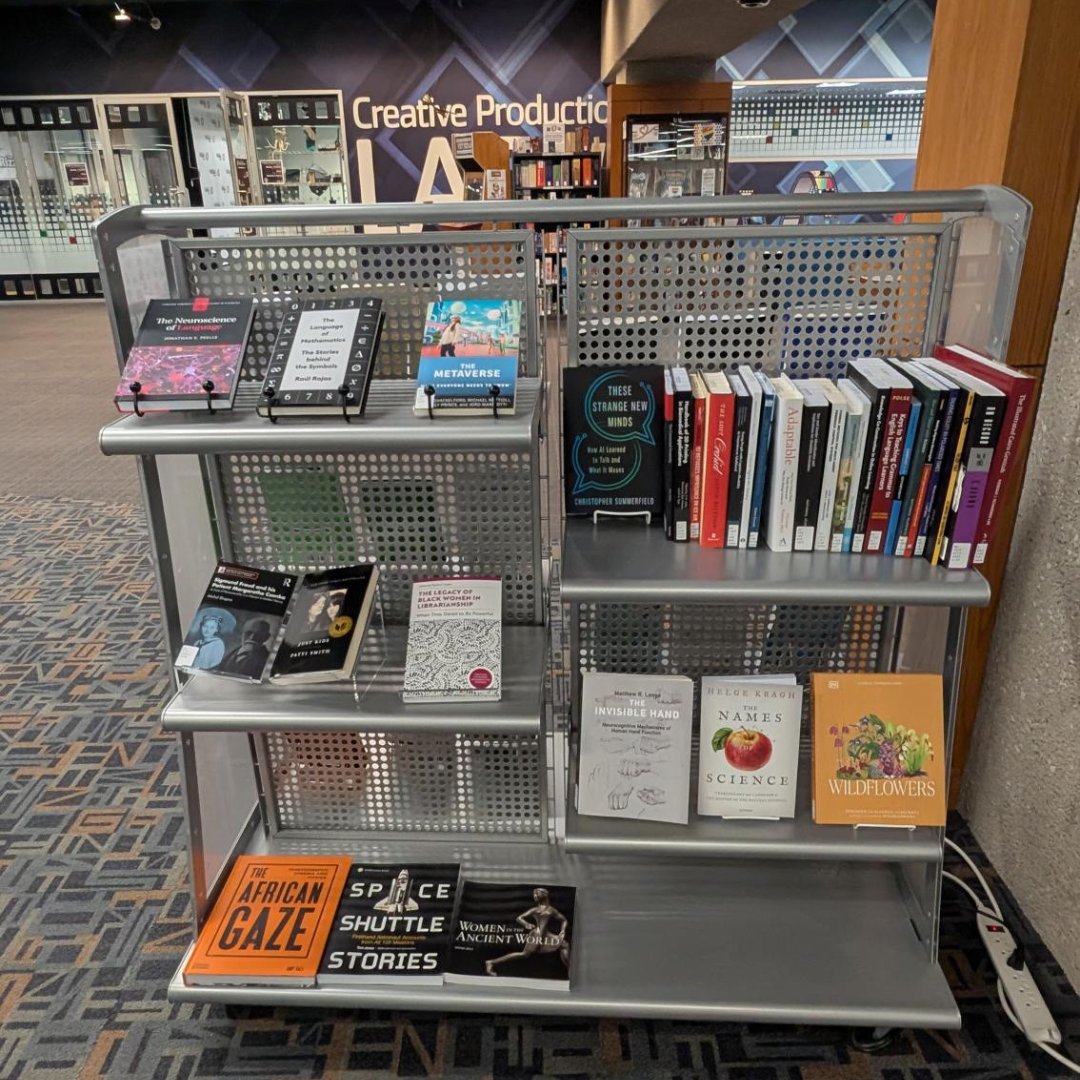 Looking for a new book? Visit the New Books cart on the main floor to see newly purchased titles. If new books aren't your thing, check out the Pop Fic collection on the main floor or general collection on the third floor.