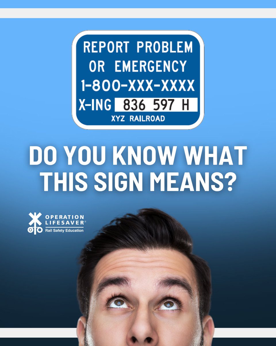 olinational's tweet photo. Have you ever seen the Blue and White ENS sign near train tracks and wondered what it means? Learn here and share what you know
with friends, family, coworkers and first responders in your life.

#ENSSignAwarenessDay #ENS #ENSSign #FindTheSign #StopTrackTragedies https://t.co/bpQtsMYnh1