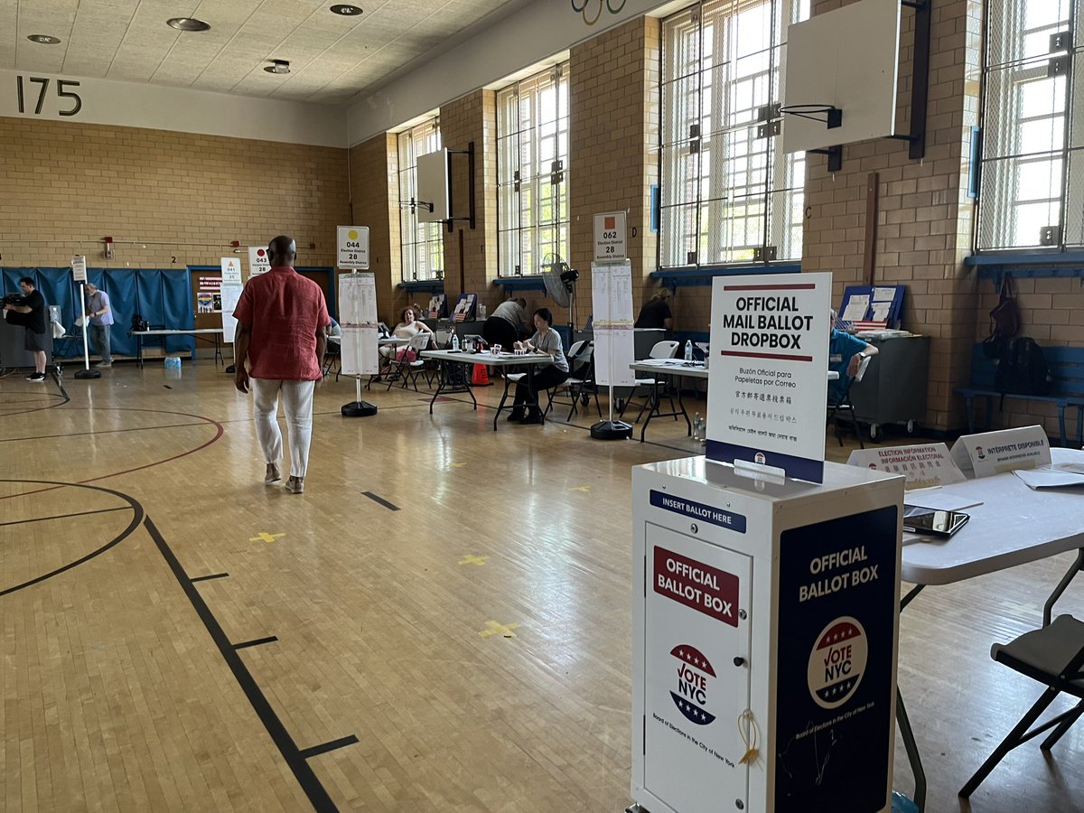 I’m inside a school voting location in Queens where there’s no AC. My temp app shows it’s a feels like temp of 106 inside