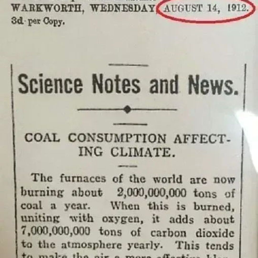 This article was written 112 years ago. 112 years,  and we still aren't doing what we need to do to address the climate crisis.

No time to wait. #ActOnClimate 

#Climate #energy #ClimateEmergency #renewables