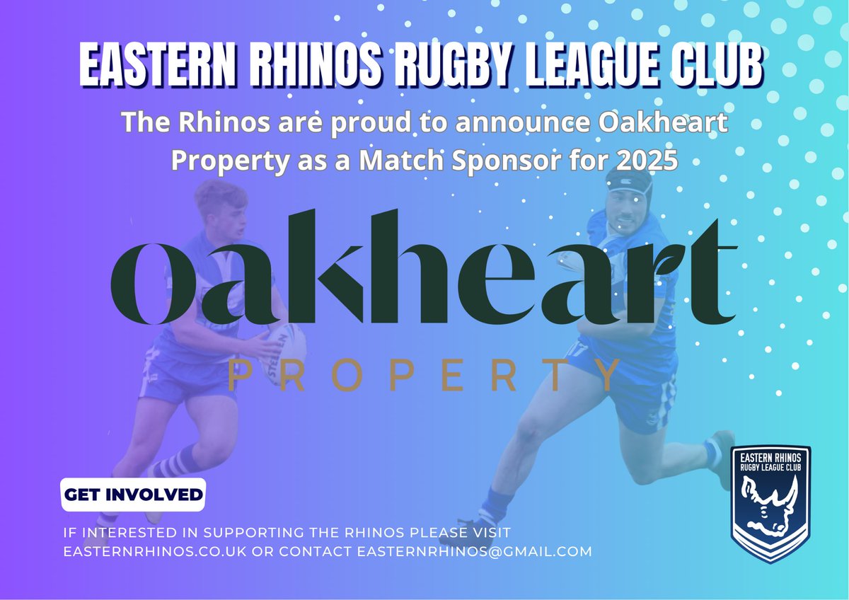 📣Sponsorship announcement 

🤝Oakheart Property
🙏Thanks for your support 
#LetsgoRhinos
