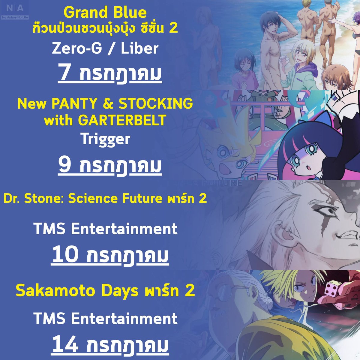 NoAnimeNoLifeTH's tweet photo. แชร์ไว้ได้เลย!!! ลิสต์ อนิเมะ Summer 2025 รวมๆแล้ว 60 กว่าเรื่อง
ที่จะฉายในเดือนกรกฎาคม - เดือนกันยายนครับ
#AnimeSummer2025 #NoAnimeNoLife #อนิเมะ #Anime https://t.co/JOpGjZrxT9