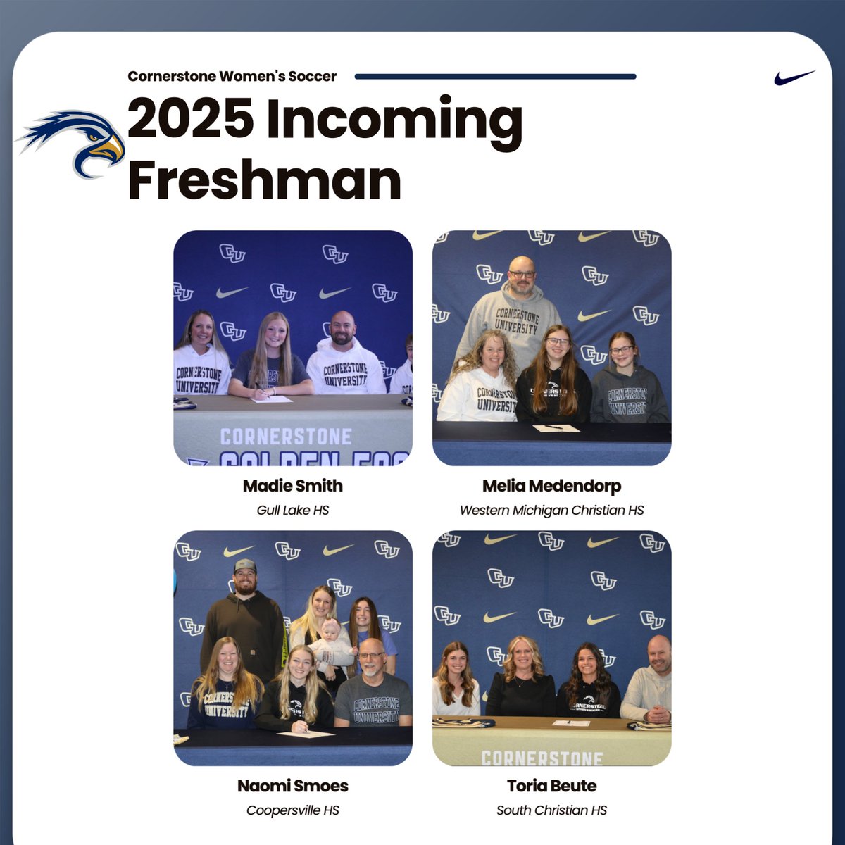 Cornerstone Athletics (@cuathletics) on Twitter photo WSOC | <a href="/CornerstoneWSOC/">CU Women's Soccer</a> is excited to announce the addition of 16 signings to the incoming Frehsman class of 2025-26!
cugoldeneagles.com/news/2025/6/24…
#TogetherweSOAR WSOC | <a href="/CornerstoneWSOC/">CU Women's Soccer</a> is excited to announce the addition of 16 signings to the incoming Frehsman class of 2025-26!
cugoldeneagles.com/news/2025/6/24…
#TogetherweSOAR