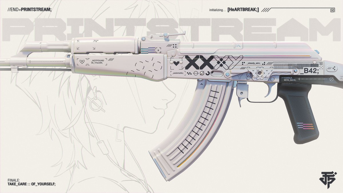 jtpnzofficial's tweet photo. Celebrating 5 Years of The #Printstream Collection.

I’m taking you all back to where it began, the AK-47 | Printstream. This time, with the most polished look it’s ever had. I hope you all like it.

Thank you for all the support and love through the years. What started as a simple project grew into something way bigger than I could've expected, shaping not just a style, but a part of who I am. I will forever be grateful for it.

"Dream as if you will live forever. Live as if you will die today."

However, I believe it’s time to move on to something completely new. This release will be my final Printstream design in @CounterStrike 2. No more iterations beyond this.

//END+PRINTSTREAM;
INITIALIZING... [HeARTBREAK;]

Finale: Take care of yourself.